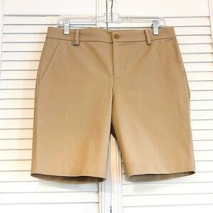 Lauren Ralph Lauren Tan Khaki Flat Front Bermuda Shorts Knee Length Size 8P